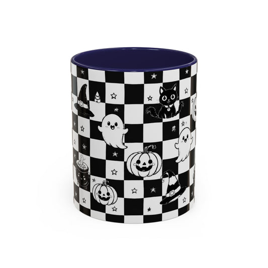 Black & White Halloween Checkerboard Coffee Mug