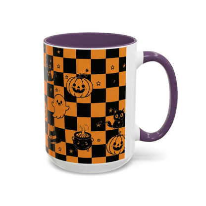 Orange Halloween Checkerboard Coffee Mug
