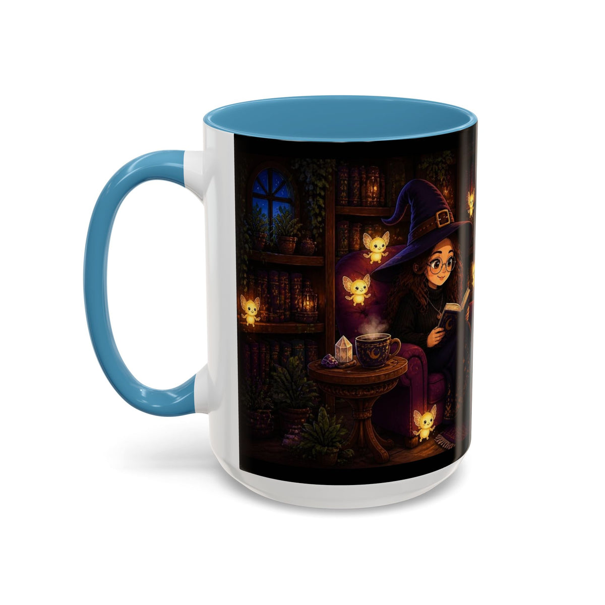 Cozy Witch Reading with sprites Coffee Mug