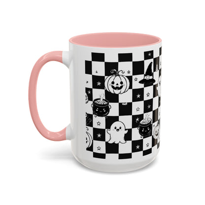 Black & White Halloween Checkerboard Coffee Mug