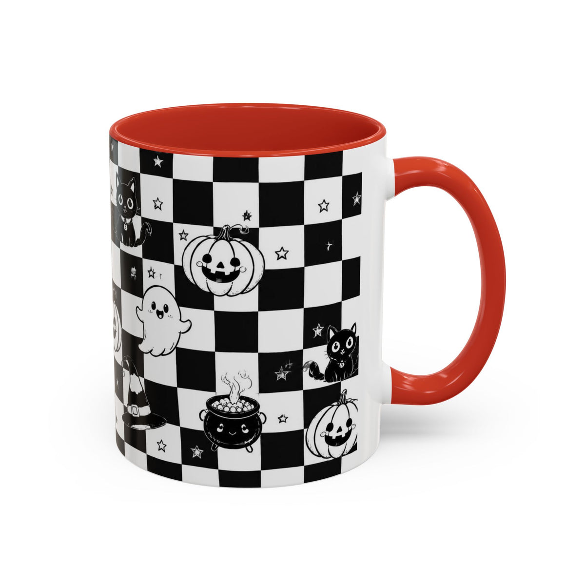 Black & White Halloween Checkerboard Coffee Mug