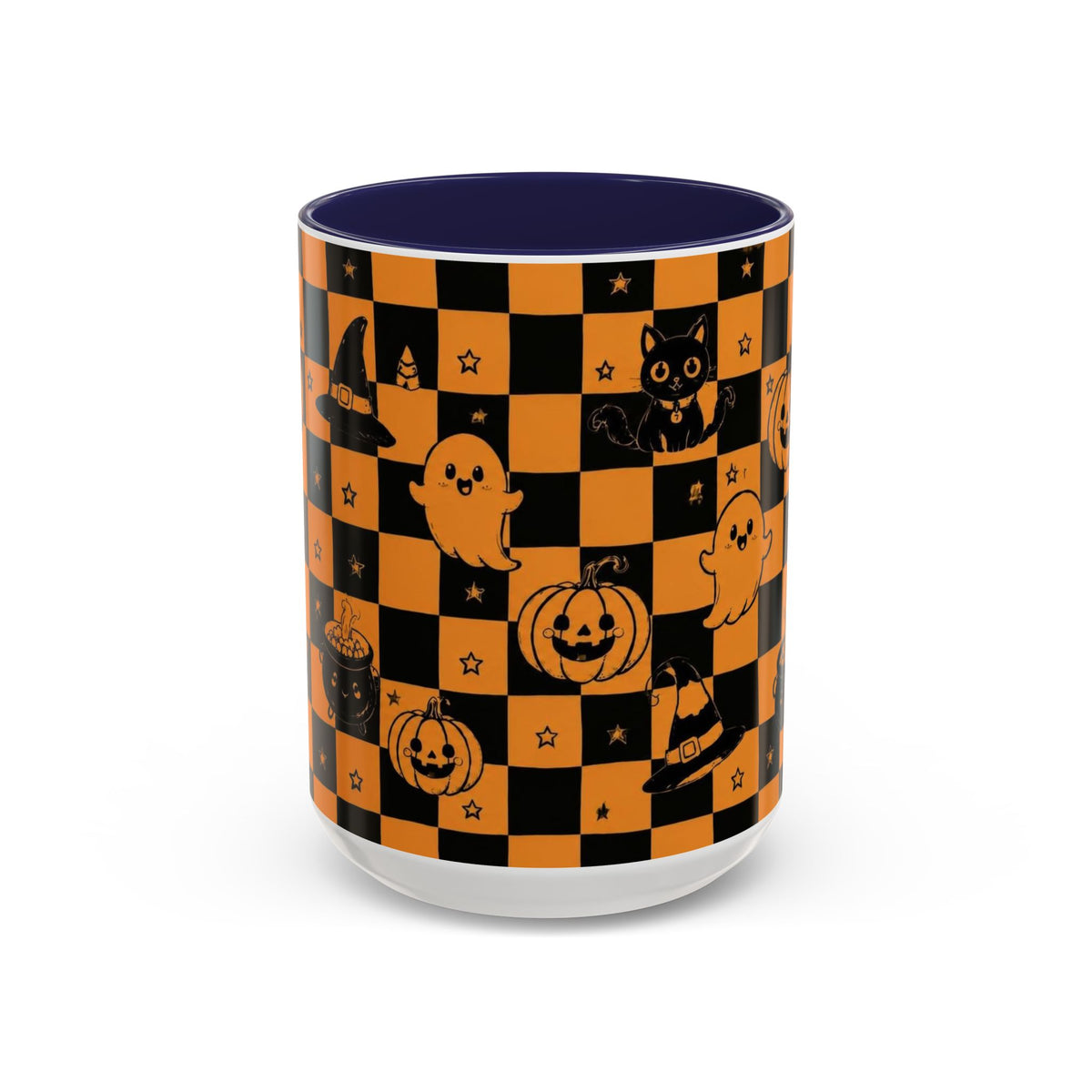 Orange Halloween Checkerboard Coffee Mug