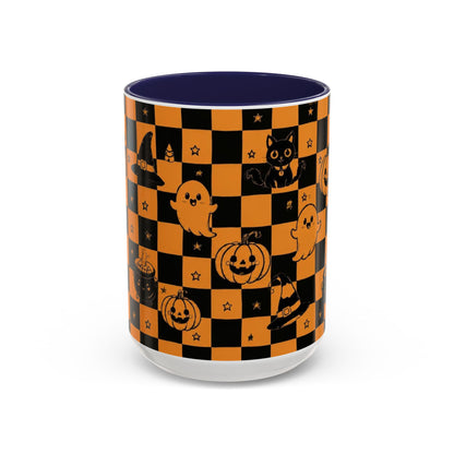 Orange Halloween Checkerboard Coffee Mug