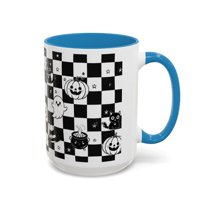Black & White Halloween Checkerboard Coffee Mug