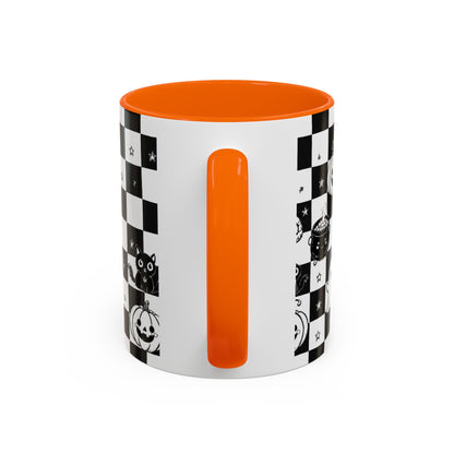 Black & White Halloween Checkerboard Coffee Mug