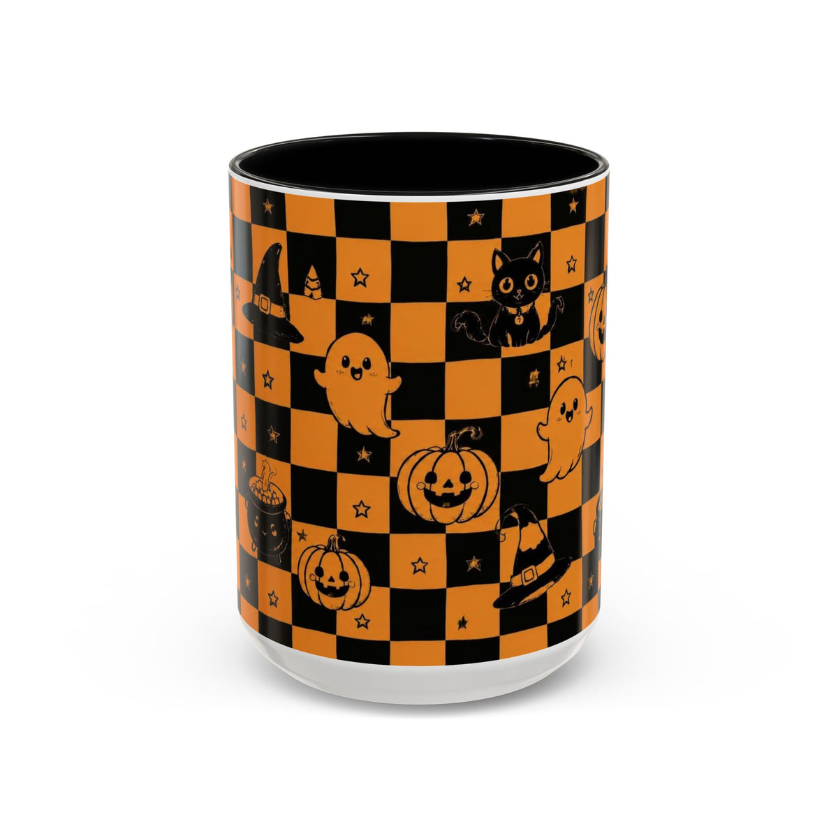 Orange Halloween Checkerboard Coffee Mug