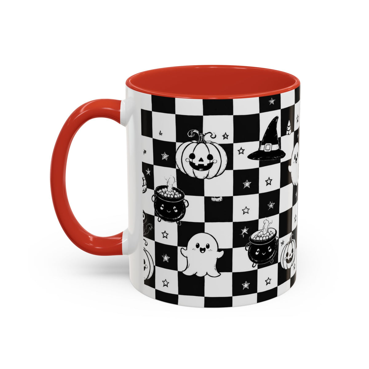 Black & White Halloween Checkerboard Coffee Mug