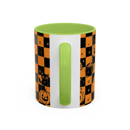 Orange Halloween Checkerboard Coffee Mug
