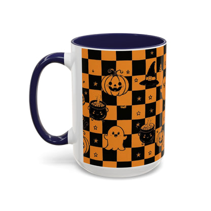 Orange Halloween Checkerboard Coffee Mug