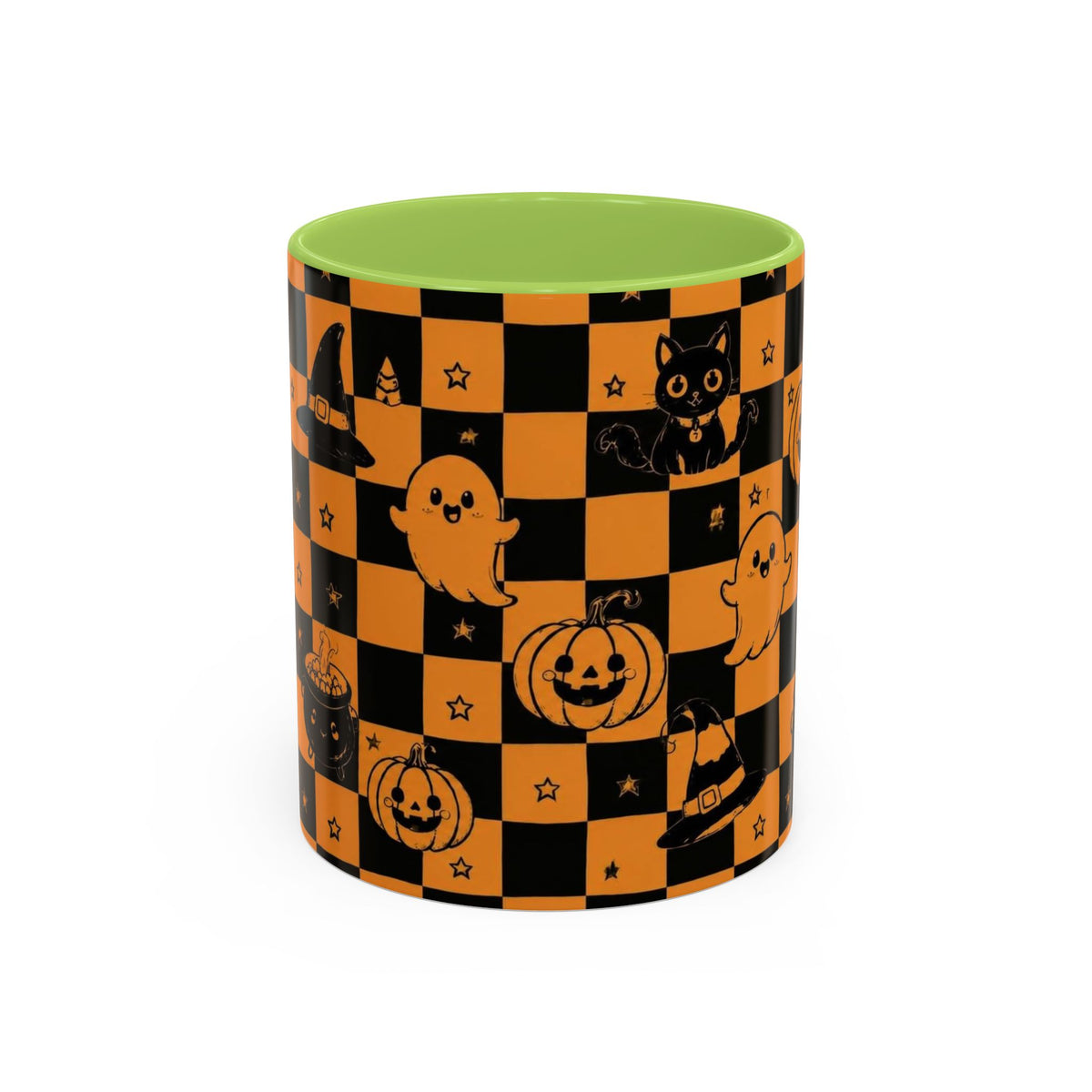 Orange Halloween Checkerboard Coffee Mug