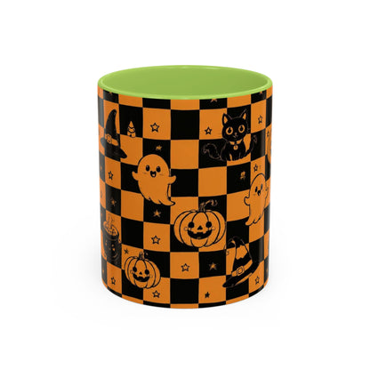 Orange Halloween Checkerboard Coffee Mug