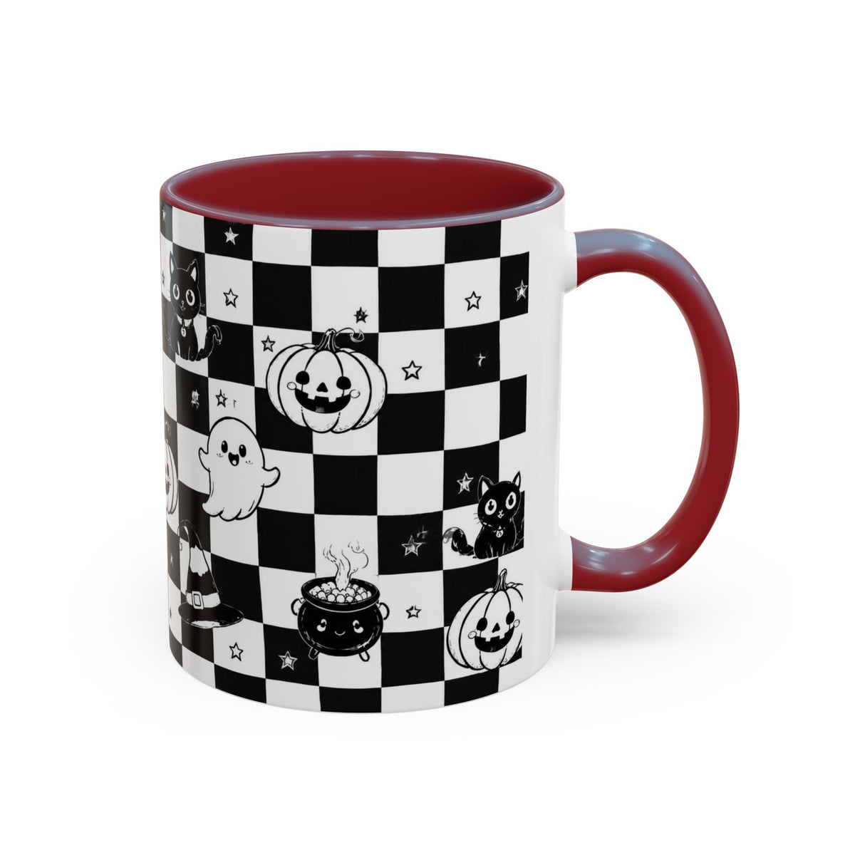 Black & White Halloween Checkerboard Coffee Mug