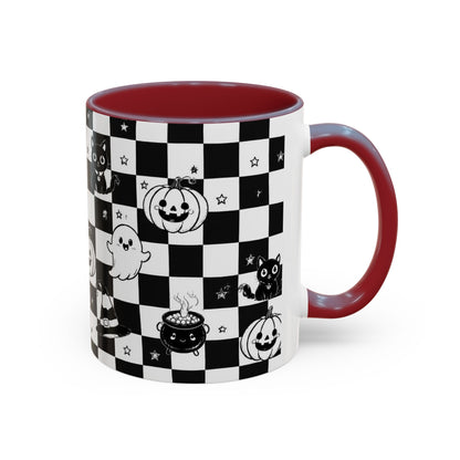 Black & White Halloween Checkerboard Coffee Mug