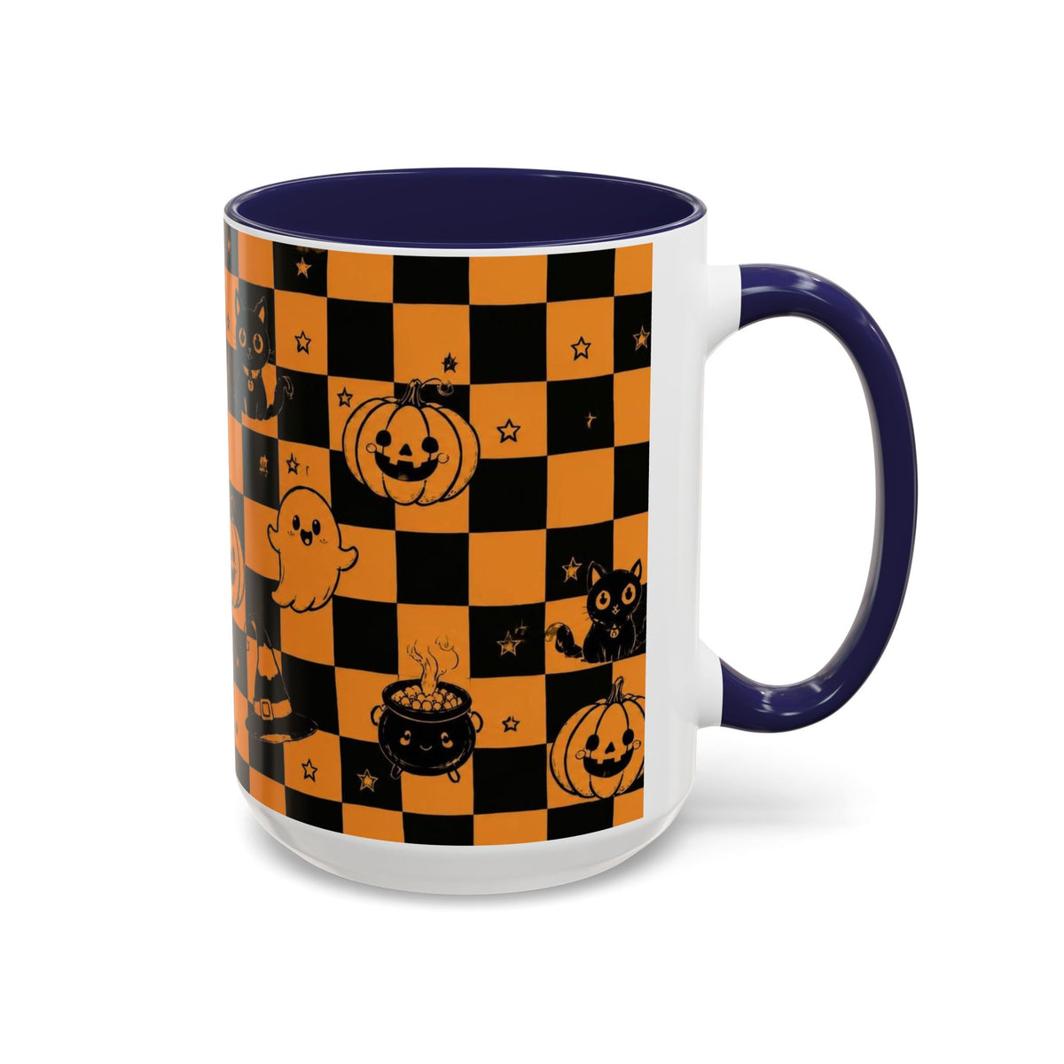 Orange Halloween Checkerboard Coffee Mug
