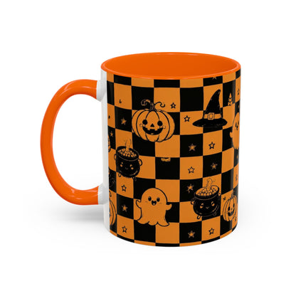 Orange Halloween Checkerboard Coffee Mug