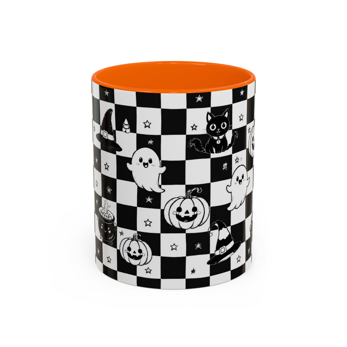 Black & White Halloween Checkerboard Coffee Mug