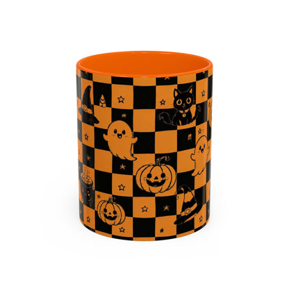 Orange Halloween Checkerboard Coffee Mug