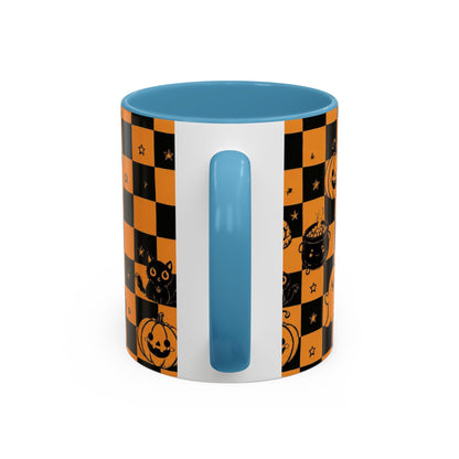 Orange Halloween Checkerboard Coffee Mug