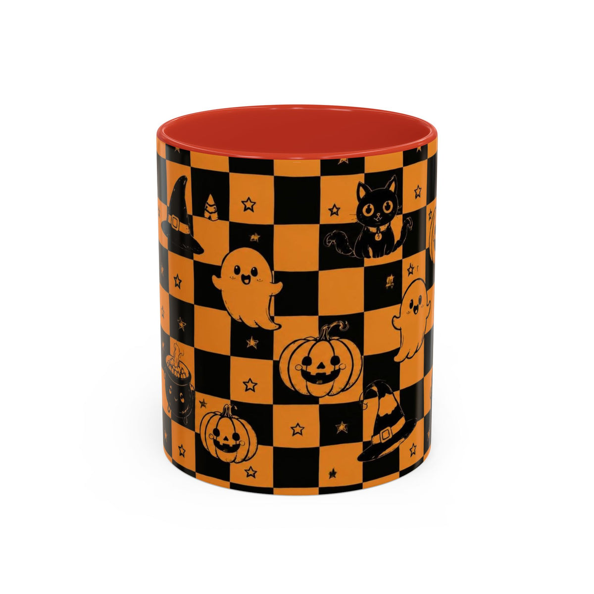 Orange Halloween Checkerboard Coffee Mug
