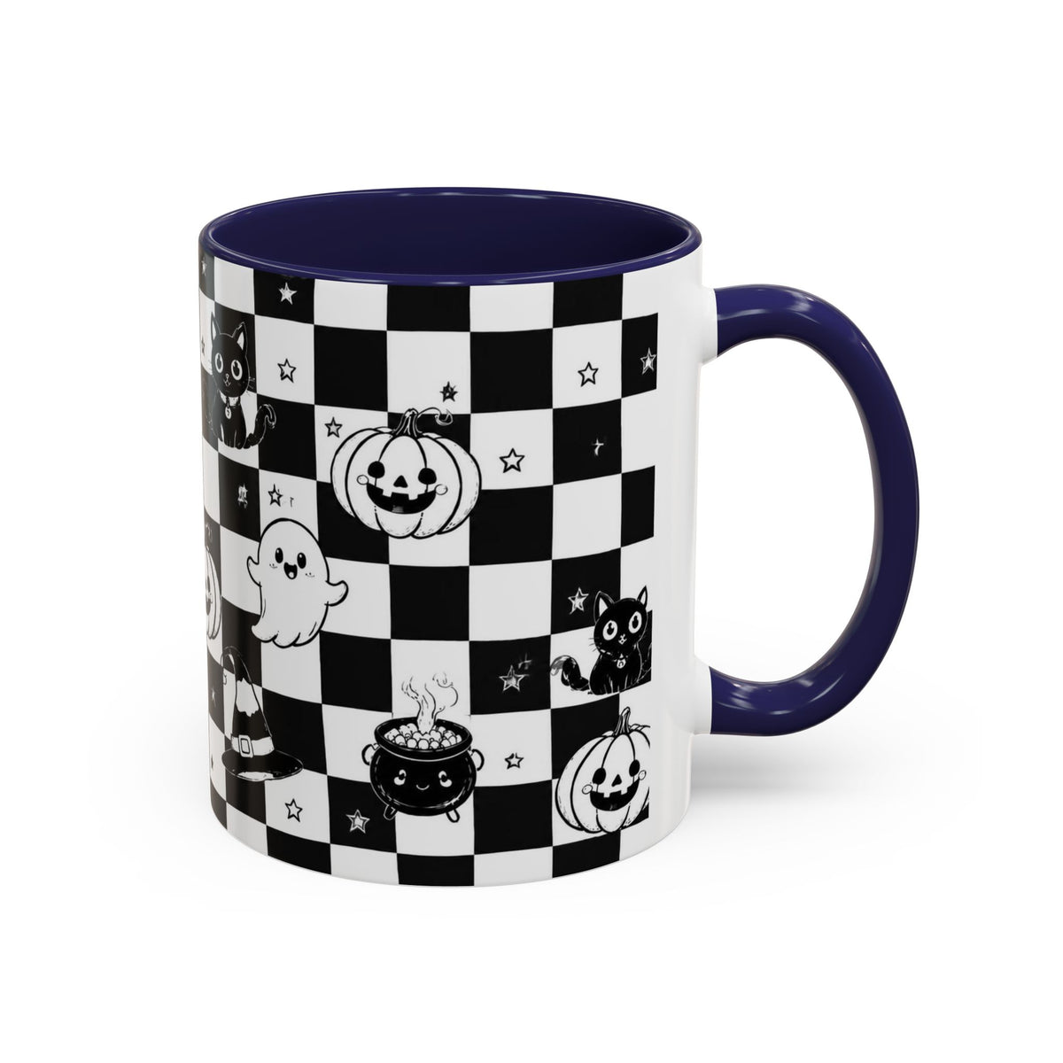 Black & White Halloween Checkerboard Coffee Mug