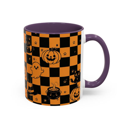 Orange Halloween Checkerboard Coffee Mug