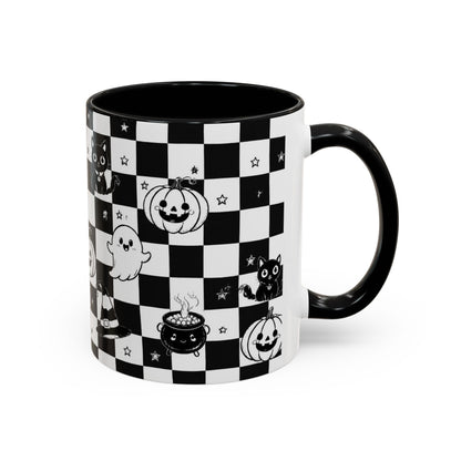 Black & White Halloween Checkerboard Coffee Mug