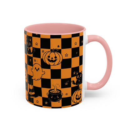 Orange Halloween Checkerboard Coffee Mug