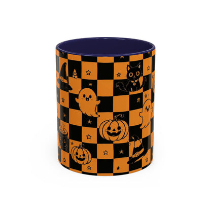 Orange Halloween Checkerboard Coffee Mug