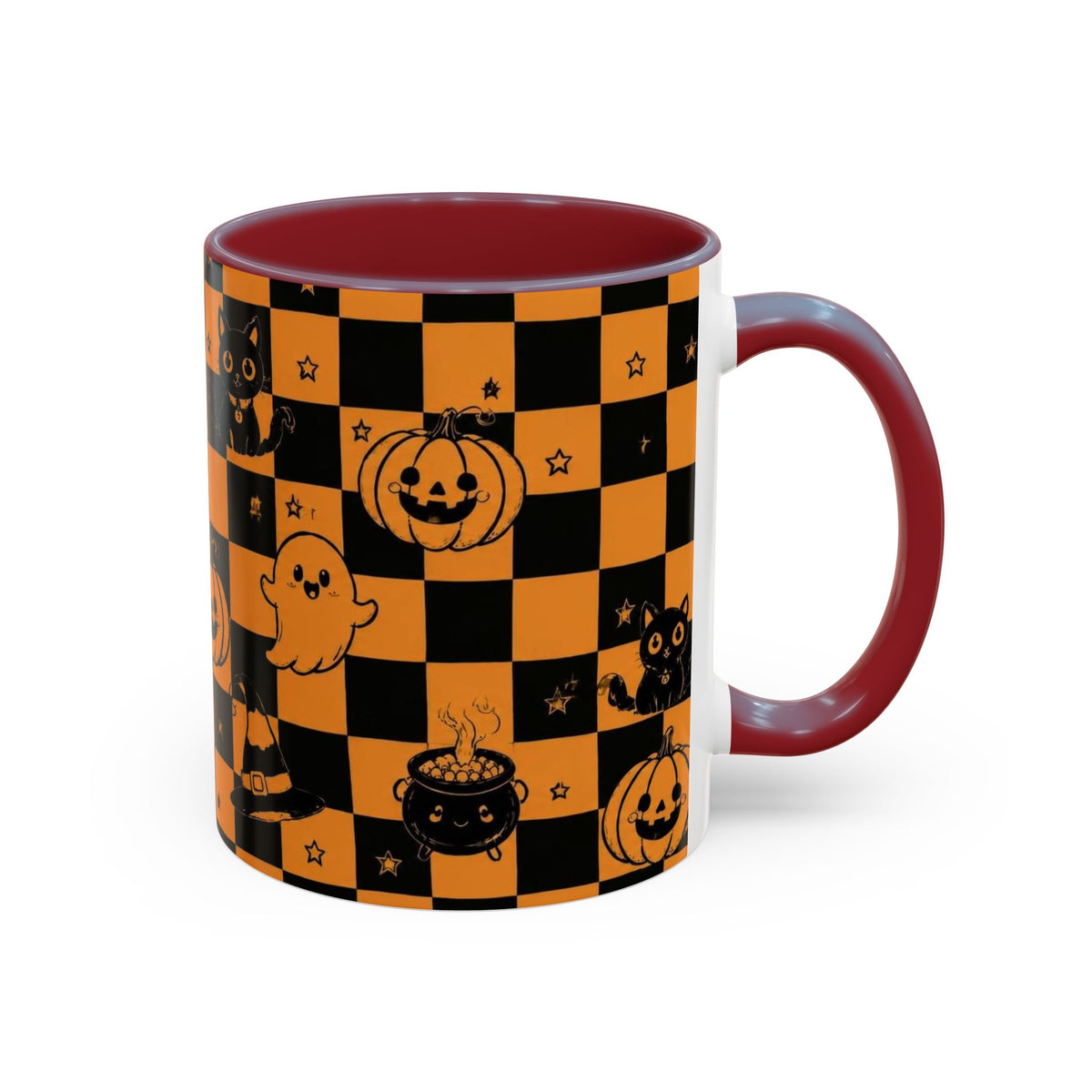Orange Halloween Checkerboard Coffee Mug