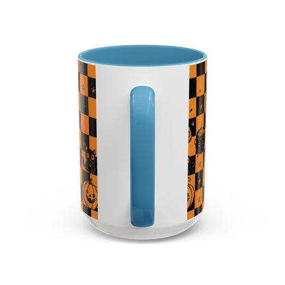 Orange Halloween Checkerboard Coffee Mug