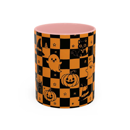 Orange Halloween Checkerboard Coffee Mug