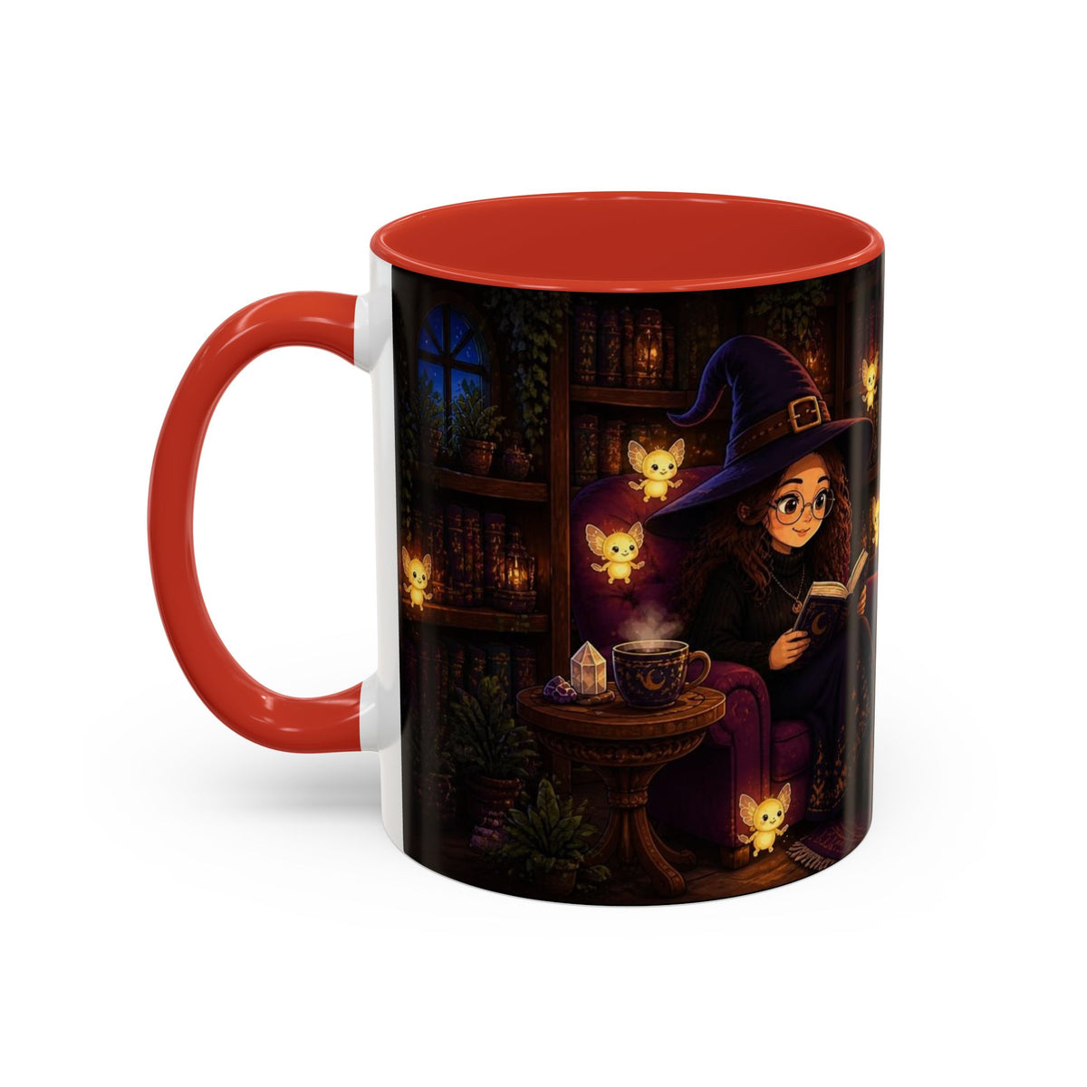 Cozy Witch Reading with sprites Coffee Mug