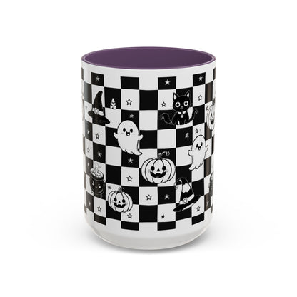 Black & White Halloween Checkerboard Coffee Mug