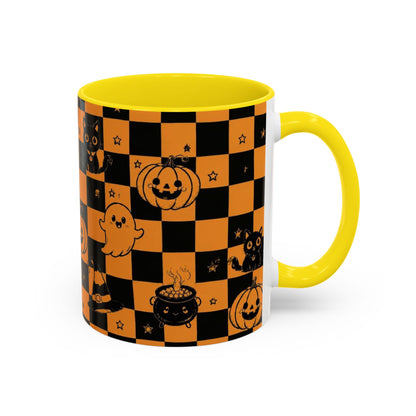 Orange Halloween Checkerboard Coffee Mug