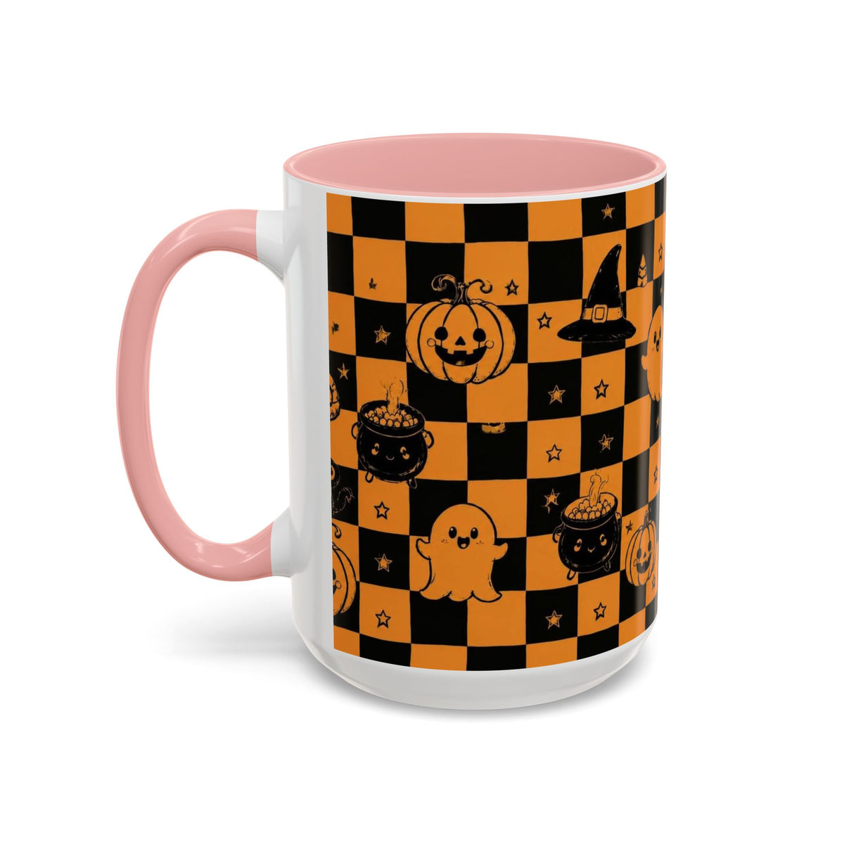 Orange Halloween Checkerboard Coffee Mug