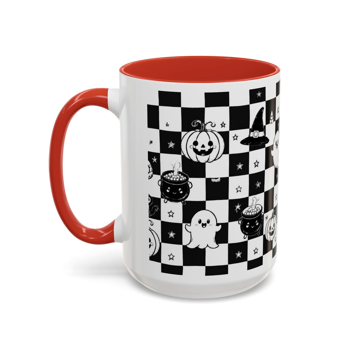 Black & White Halloween Checkerboard Coffee Mug