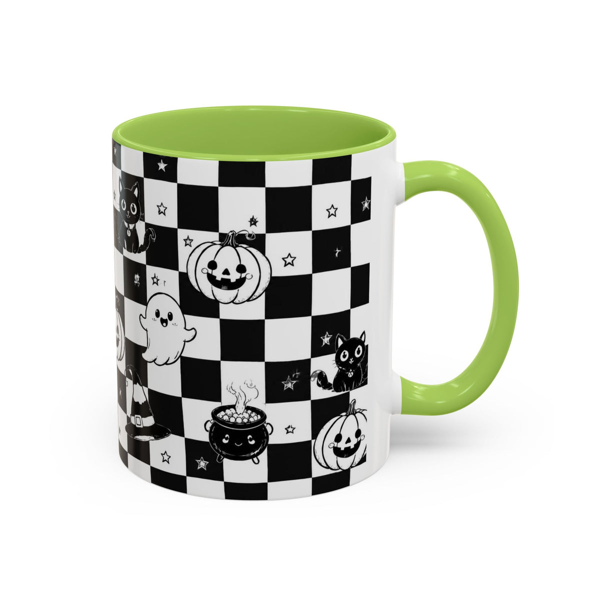 Black & White Halloween Checkerboard Coffee Mug