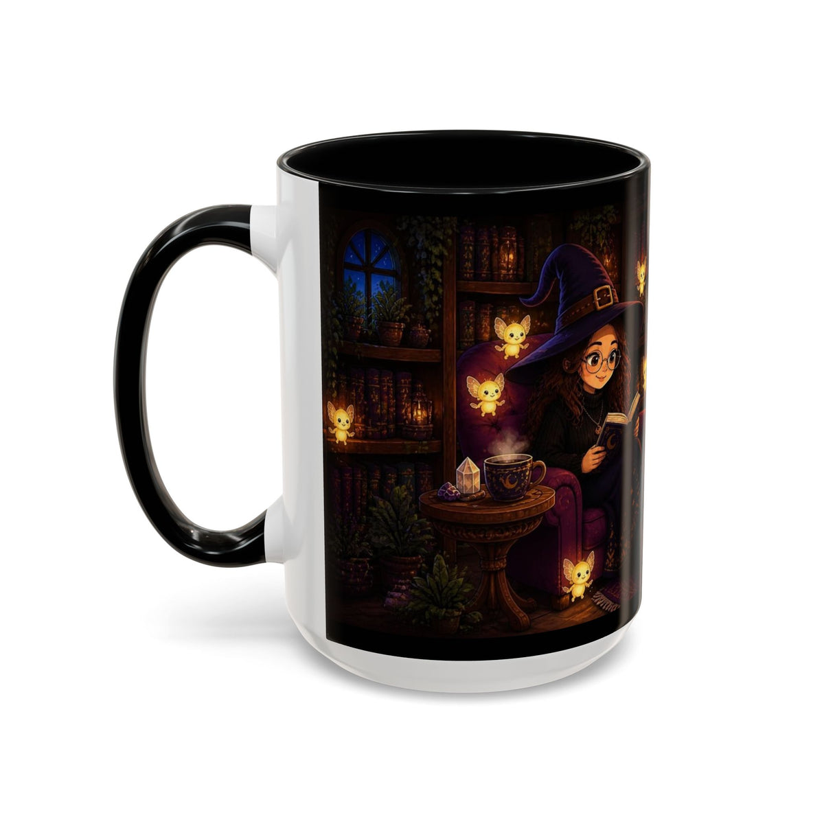 Cozy Witch Reading with sprites Coffee Mug