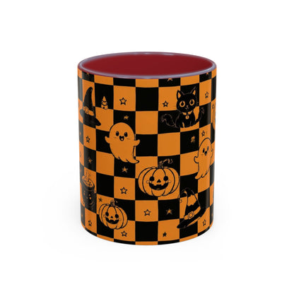 Orange Halloween Checkerboard Coffee Mug