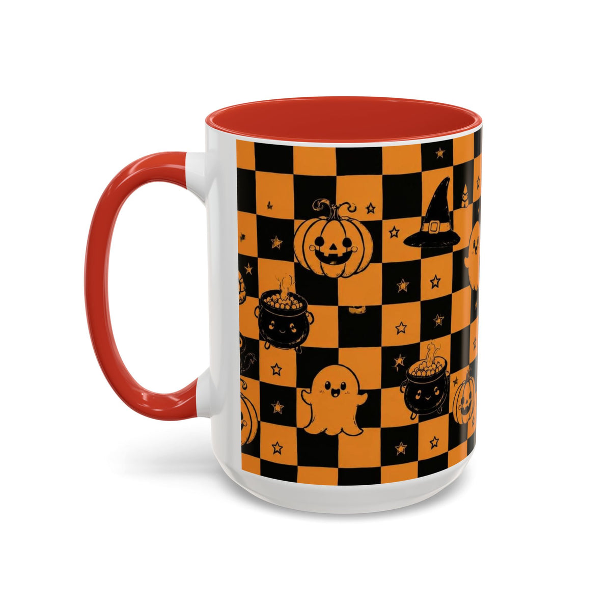 Orange Halloween Checkerboard Coffee Mug