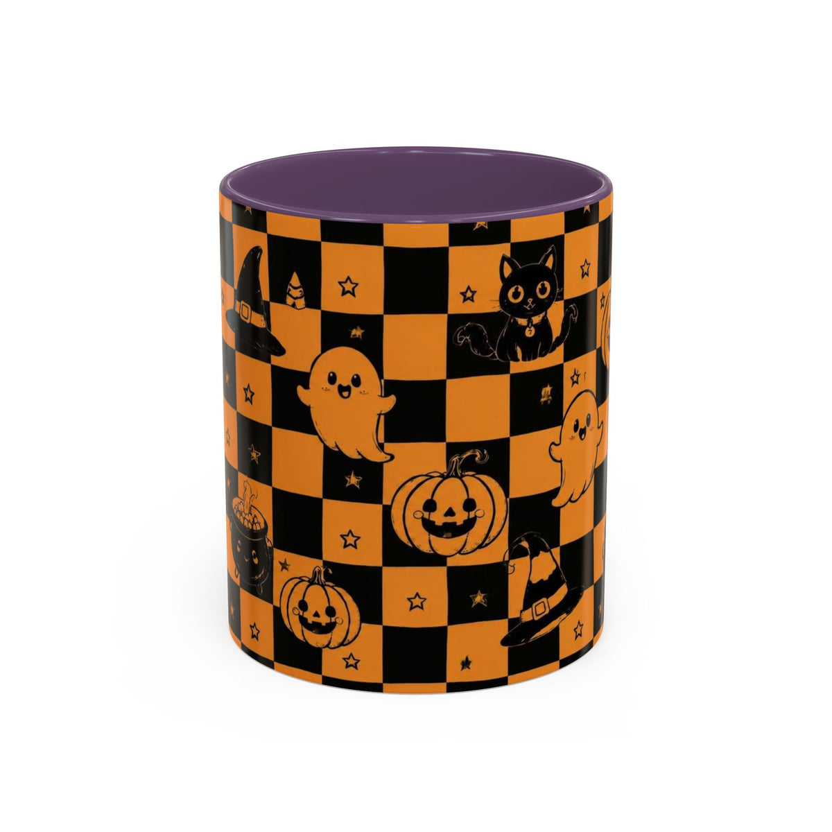 Orange Halloween Checkerboard Coffee Mug