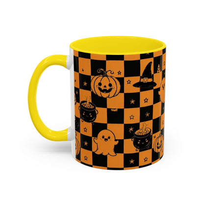 Orange Halloween Checkerboard Coffee Mug