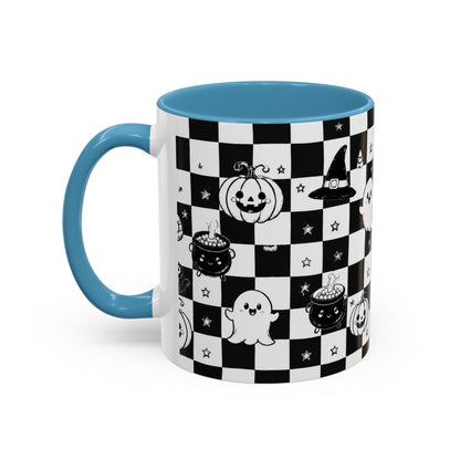 Black & White Halloween Checkerboard Coffee Mug