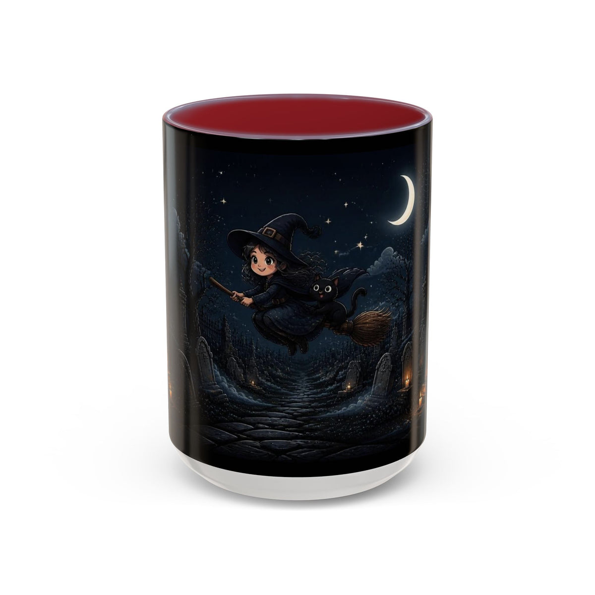 Cute Witch Flying at Night Coffee Mug