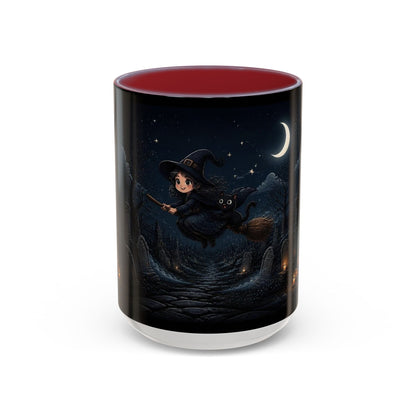 Cute Witch Flying at Night Coffee Mug