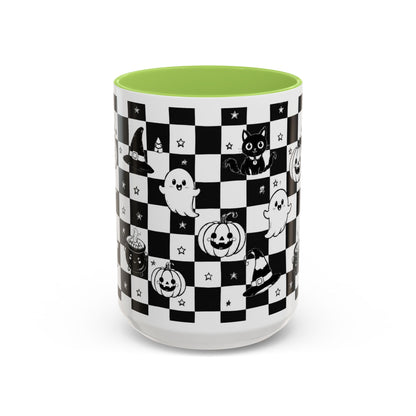 Black & White Halloween Checkerboard Coffee Mug