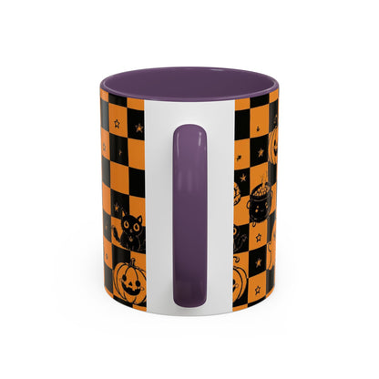 Orange Halloween Checkerboard Coffee Mug
