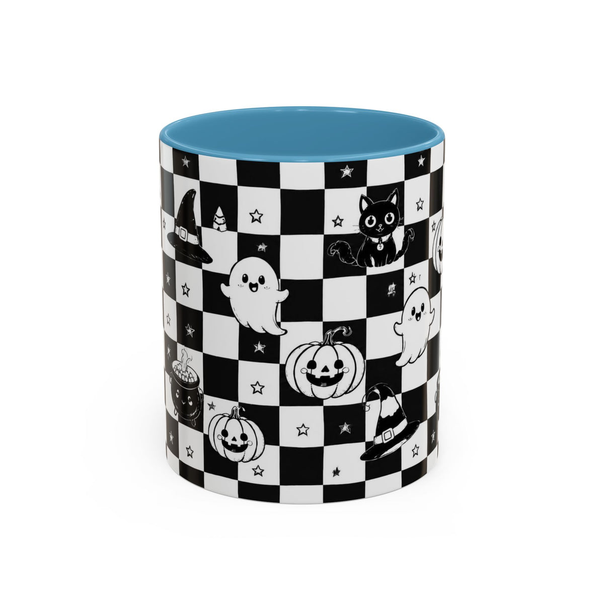 Black & White Halloween Checkerboard Coffee Mug