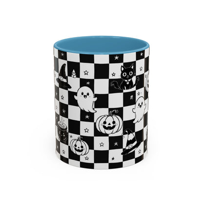 Black & White Halloween Checkerboard Coffee Mug