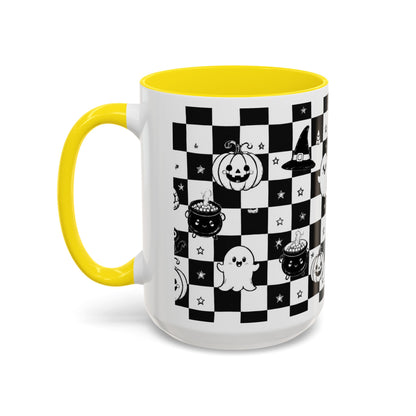 Black & White Halloween Checkerboard Coffee Mug